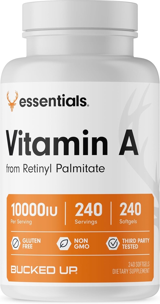 Bucked Up Vitamin A 10000IE Per Servering, Essentials (240 Servere, 240 Softgels)