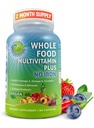 Vegansk hel mad Daglig Multivitamin uden jern, Metyleret Multivitamin for kvinder og mænd, Lavet med Frugt & Grøntsager, B-Complex, Probiotika, Enzymer, CoQ10, Omegas, Gurkemeje, Non- GMO, 180 Greve