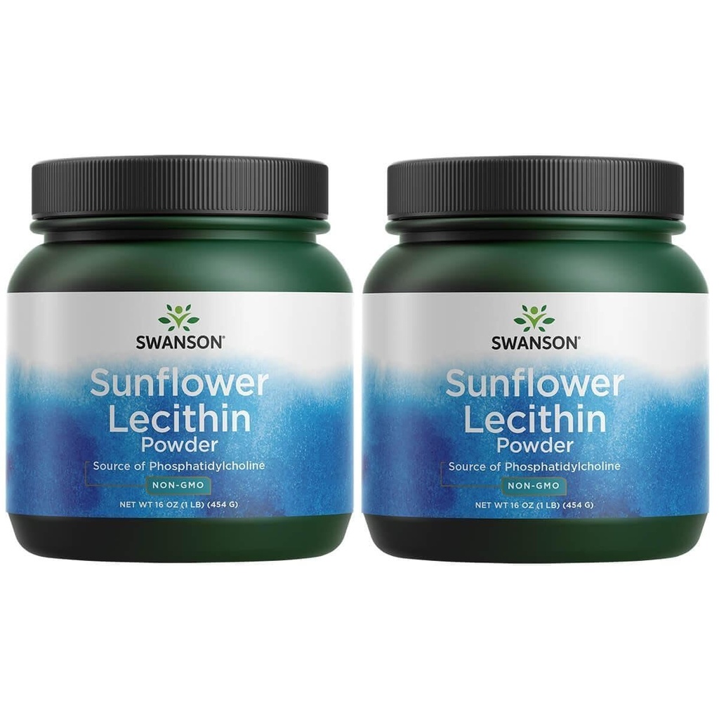 Swanson Sunflower Lecithin Brain Health Nervesystemet Støtte Non- GMO Soy- Free Vegetarian 16 oz (1lb) 454 gram Pulver (2 Pack)