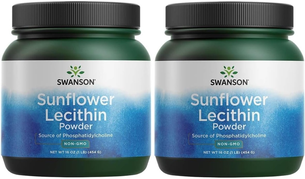 Swanson Sunflower Lecithin Brain Health Nervesystemet Støtte Non- GMO Soy- Free Vegetarian 16 oz (1lb) 454 gram Pulver (2 Pack)