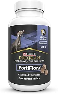 Purina Pro Plan Veterinary Supplements FortiFlora Probiotics for Dogs Chewable Tablets for Digestive Gut Health and Diarrhea - 90 ct. Canister