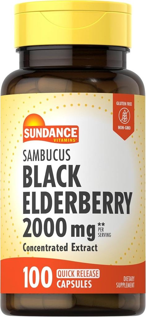 Sundance Sambucus Black Elderberry Capsules Note 124; 2000mg