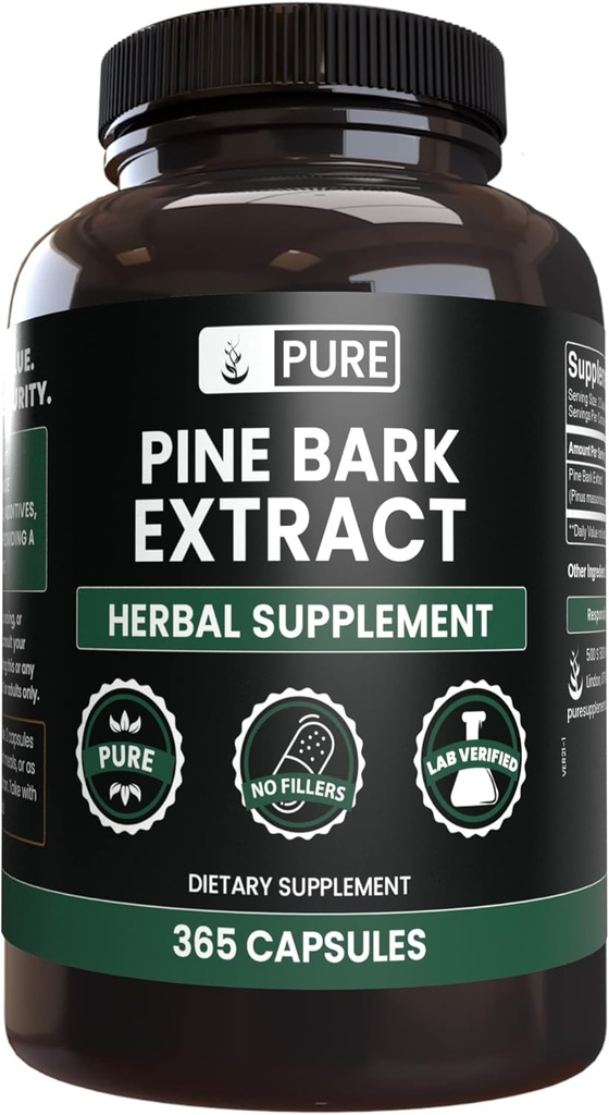 PURE ORIGINAL INGREDIENTS Pine Bark Extract (365 Capsules) No Magnesium Or Rice Fillers, Always Pure