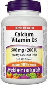 Webber Naturals Calcium Carbonat 500mg med vitamin D3 200iu, 275 Tabs Bonus Pack