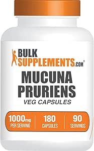 BulkSupplements.com Mucuna Pruriens Kapsler - Urtetilskud, Mucuna Pruriens Supplement, Velvet Beans - Vegan & Gluten Free, 2 Kapsler pr Servering (1000 mg), 180 Greve (pakke med 1)