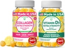 Lunakai Collagen og vitamin D3 Gummies Bundle - Non-GMO Anti Aging Kosttilskud til mænd og kvinder - Immunitet, ben og mood Support Gummy til voksne - 30 dages forsyning