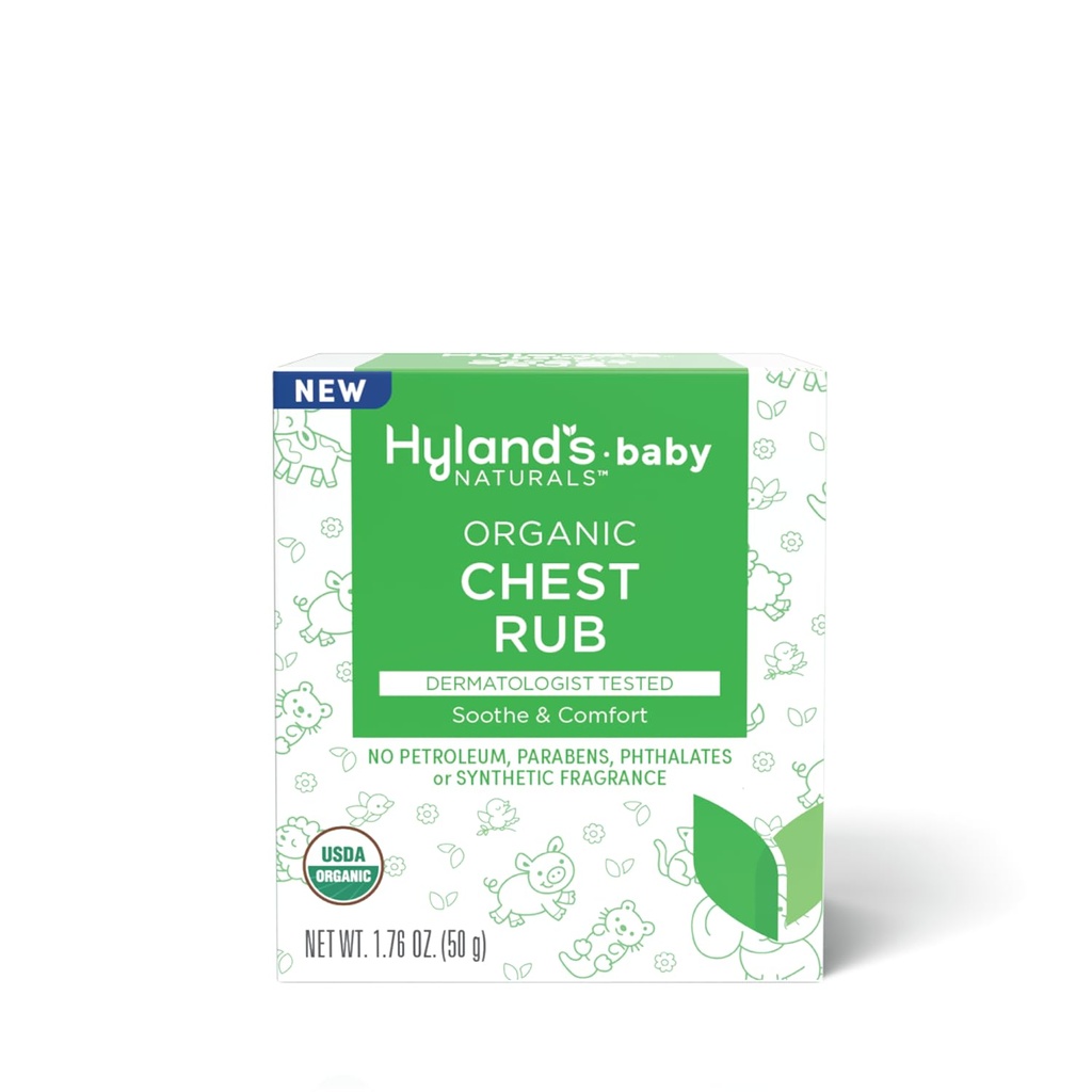 Hyland 's Baby Organic Chest Rub, Sothe og Comfort, med Organic Lavendel, pebermynte, og Kamille Flower Oil, Safe and Gentle, Dermatolog Testet, 1.76 Oz, Infant