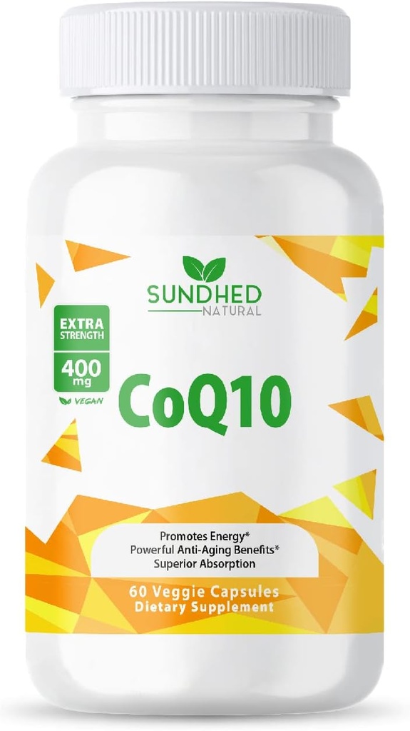 CoQ10 400mg Vegan, Ultra CoQ10 - Ultra High Absorption Coenzym Q10 Supplements - Antioxidant Supplement for vaskulære og hjerte sundhed, Fertilitet & energiproduktion - 60 Tæl