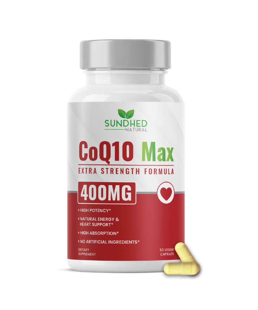 CoQ10 400mg Vegan, Ultra CoQ10 - Ultra High Absorption Coenzym Q10 Supplements - Antioxidant Supplement for vaskulære og hjerte sundhed, Fertilitet & energiproduktion - 60 Tæl