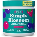 Simply Blossom Nutrition - Daily Green & Superfood Powder + Collagen + Probiotika til kvinders fordøjelsesmæssige sundhed & Bloating Relief. Hjælp dit helbred Bloom - 30 dages levering