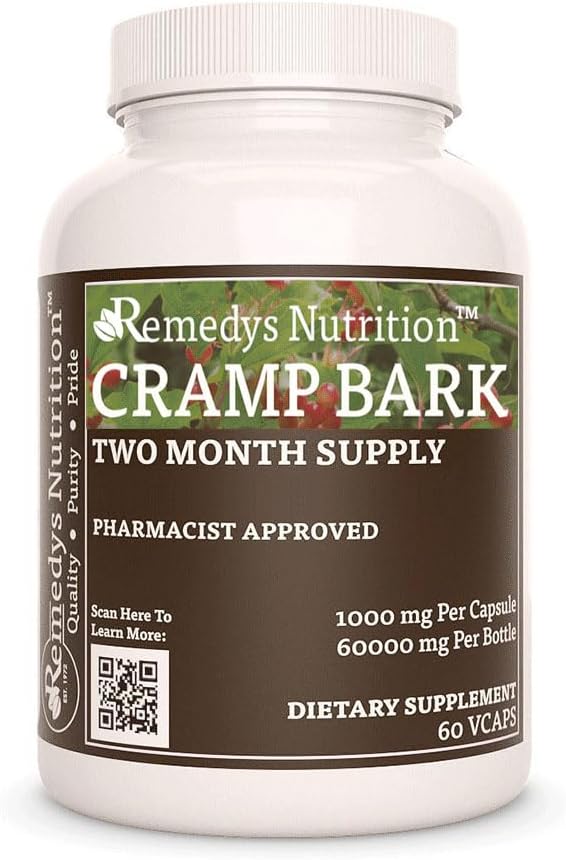 Remedy 's nutrition Cramp Bark Buddrum 124; 1.000 mg, 60 Vegansk Kapsler Urtetøj Kosttilskud 124; Two Month Supply