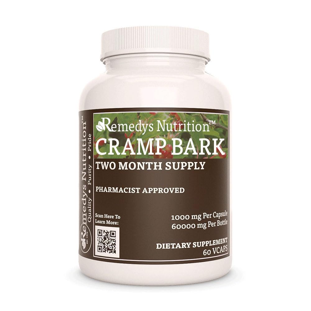 Remedy 's nutrition Cramp Bark Buddrum 124; 1.000 mg, 60 Vegansk Kapsler Urtetøj Kosttilskud 124; Two Month Supply