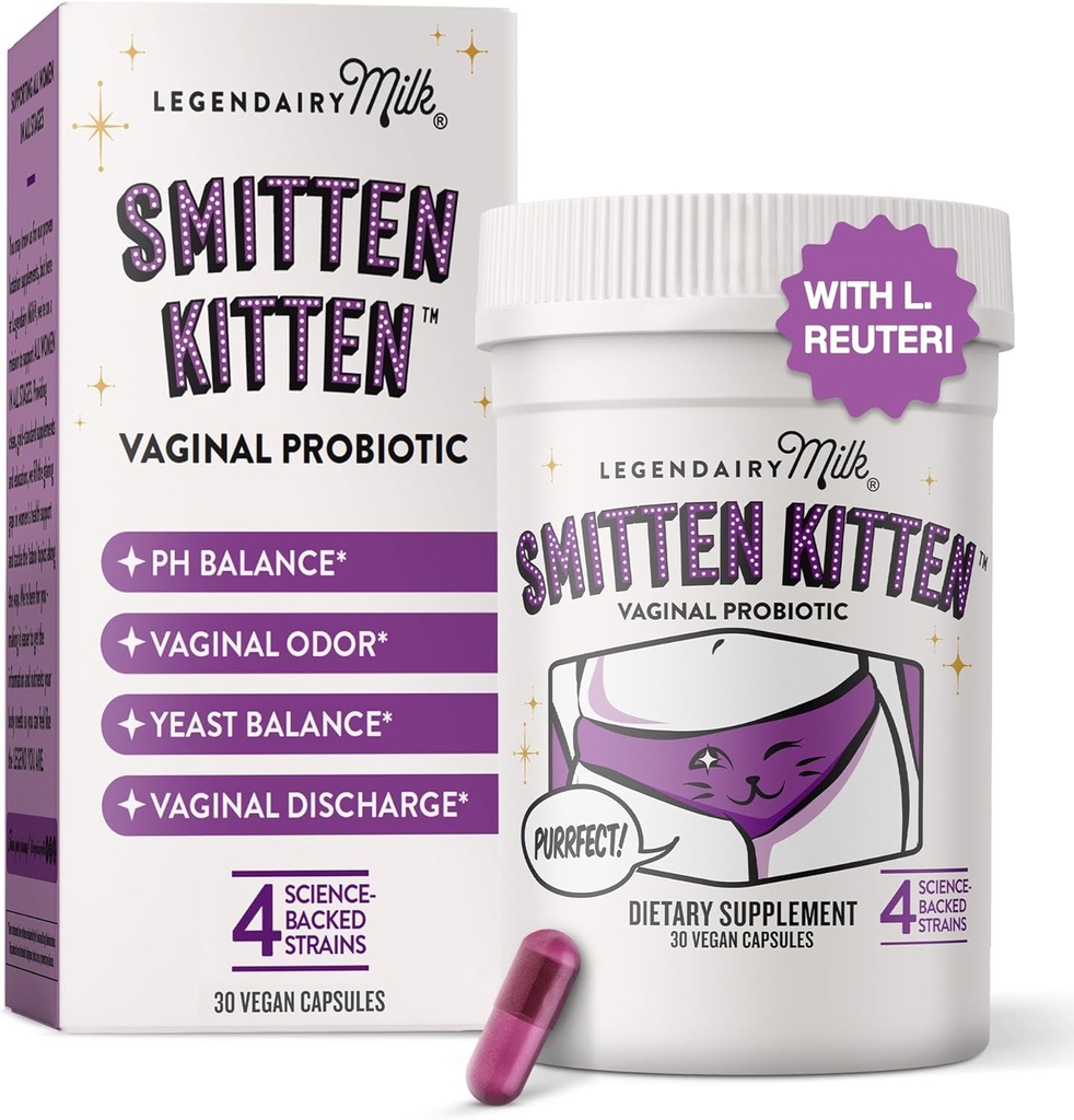 Legendairy Milk Smitten Kitten ™ - Vaginal Probiotika for kvinder - Klinisk - Studerede Probiotika Lactobacillus Reuteri for kvinders vaginal sundhed - Understøtter pH balance, Flora & Urinary Tract Wellness