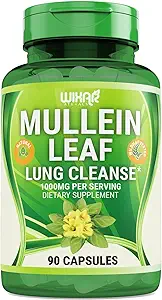 Mullein Leaf kapsler - 90 kapsler - Herbal supplement understøtter sund respiratorisk funktion & Mucous Memories - 1000 mg - Natural Mullein for Lung Cleanse Support