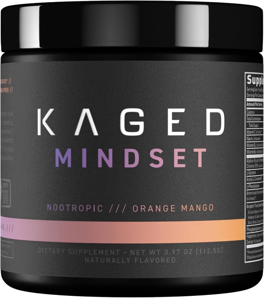 Kaged Nootrop Formel, Mindset, Fokus og Produktivitet Supplement, Stimulant Free, Enhances Memory, Mood, Clarity, 30 Servere