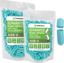 XPRS Nutra Vegan Størrelse 0 Separated Kapsler - 500 Grev Premium Tomme Kapsler Separeret i poser - Piller 0 Tom for DIY Supplement Fyldning (Aqua)