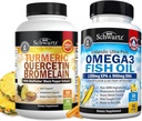 Gurkemeje Quercetin med Bromelain Supplement (1 måned Tilgang) Plus Triple Strength Omega 3 Fish Oil Softgels (1 måned Tilgang)