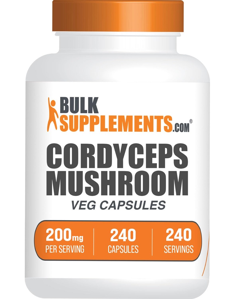 Bulkadditions.com Cordyceps Mushroom Capsules - Cordyceps Extract, from Cordyceps Sinensis - Gluten Free, 2000mg Ækvivalent Serving - 1 Capsule per Serving, 240 Veg Capsules (pakke med 1)