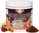 Mushroom kaffe, Instant Mushroom kaffe champignon pulver blend (20 Servere) med Cordyceps, Reishi, Lions Mane, Shiitake, King Trumpet, Mushroom supplement til energi, fokus, immunforsvar