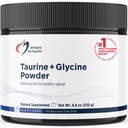 Design for sundhed Taurin + glycin pulver - Aminosyrer til sund aldring - Understøtter Cellulær, Metabolic & Heart Health - Non- GMO Unflavored Aminosyrepulver (250 g)