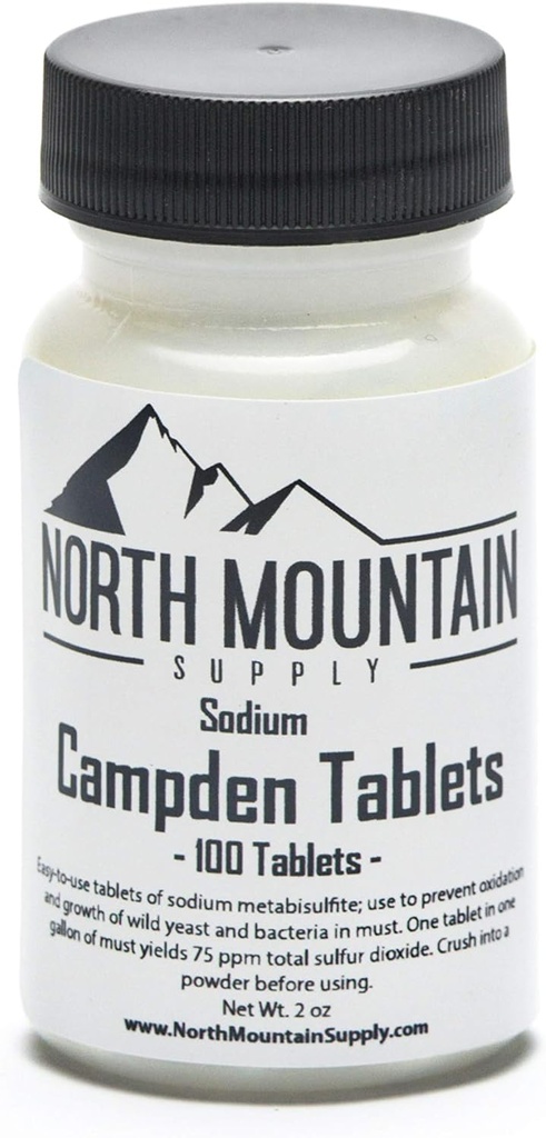 North Mountain Supply Campden Tablets (Natriummetabisulfit) - 100 Tablets - 2 Ounce Jar