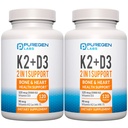 2 i 1 High Potency Formel 90mcg Vitamin K2 (MK7) og 5000 IE Vitamin D3 Supplement for ben og hjerte sundhed