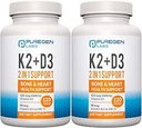 2 i 1 High Potency Formel 90mcg Vitamin K2 (MK7) og 5000 IE Vitamin D3 Supplement for ben og hjerte sundhed