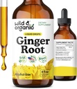 Wild & Organic Ingefær Root Extract Drops - immunforsvar & fordøjelsesstøtte - flydende ingefær kosttilskud - Vegan, Sukker & Alkohol- Gratis tinktur - 4 fl oz