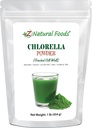 Z Natural Foods Chlorella Powder, Cracked Cell Wall Plant Protein, Blue Green Algae Superfood Powder, Perfekt til smoothies, Drinks, Opskrifter, Raw, Non GMO, Gluten Free, Vegan, 1 LB