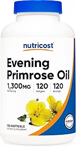 Nutricost Evening Primrose Oil 1,300mg, 120 Softgels - Cold Pressed, Non- GMO, Gluten Free, 120 Servere