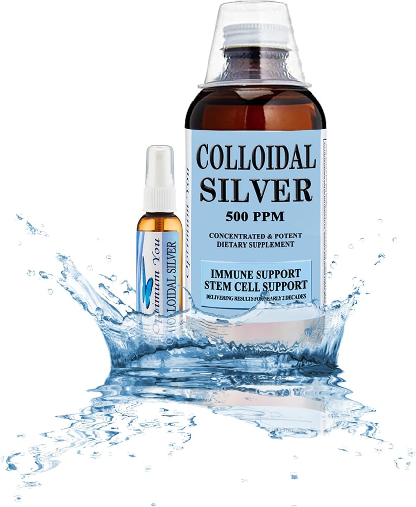 Kolloid sølv Væskeindhold 124; 500 ppm, ekstra styrke (32 oz) med Spray Flaske • 124; immunforsvar supplement • 124; Stem Cell Support • 124; Sårpleje & Superior Healing