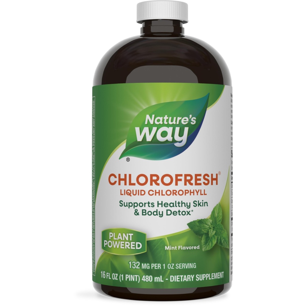 Nature 's Way Chlorfresh, Liquid Chlorophyll, Understøtter sund hud og krop Detox *, Intern Deodorant Supplement *, Understøtter leverafgiftning Pathways *, Mint Flavored, 16 Fl. Oz