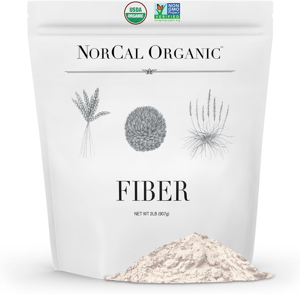 Norcal Organic Fiber - 2lbs Medical 124; Prebiotika & Psyllium Husk Blend Medical 124; Gluten- Free, Non- GMO, Opløselige & Insoluble Fiber Supplement