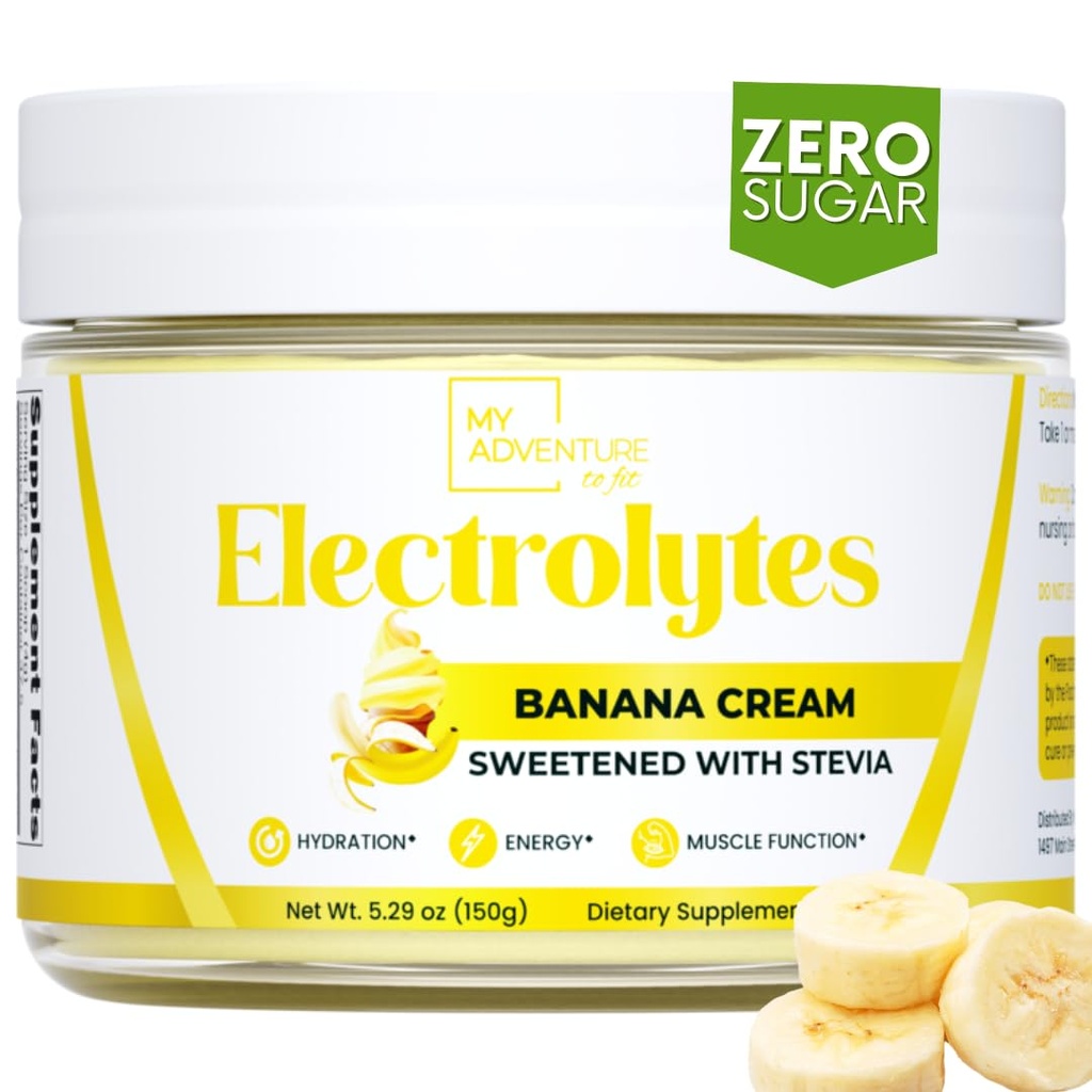Zero Sugar - Banan Cream Electrolytes Powder - Genopfriskende Hydration - Koffein Free Energy med alle naturlige ingredienser - Vegan, Keto & Paleo - Sukker Free Electrolytes Powder Drink Mix - 37 Servering