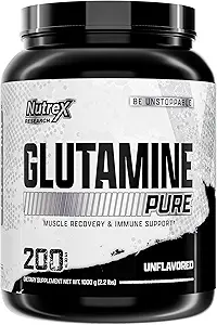 Nutrex Research L- Glutamin Powder - 200 Servering - Pure Unflavored, Non- GMO & Gluten Free