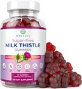 Sugar- Free Milk Thistle Gummies for Liver Cleanse Detox & Repair (Natural Blueberry- Raz Flavor) Cardo Mariano, Cleansing Milk Thistle Extract & Antioxidant Support, Vegan, Erstatter piller & kapsler