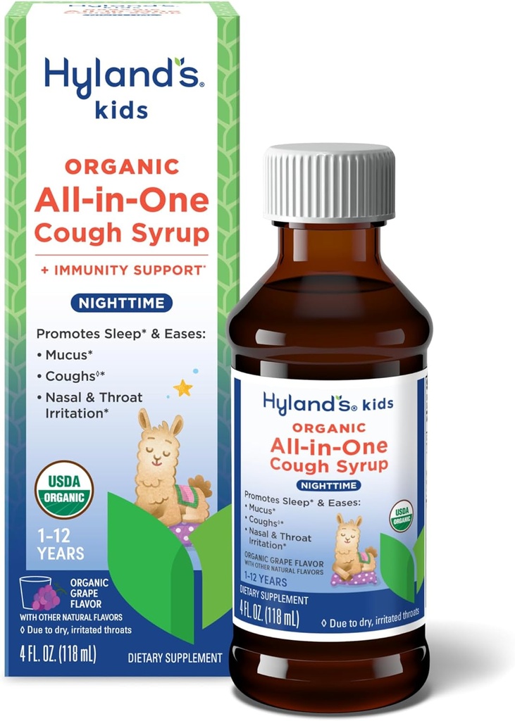 Hyland 's Kids Organic All in One Hough Syrup Nighttime - Grape