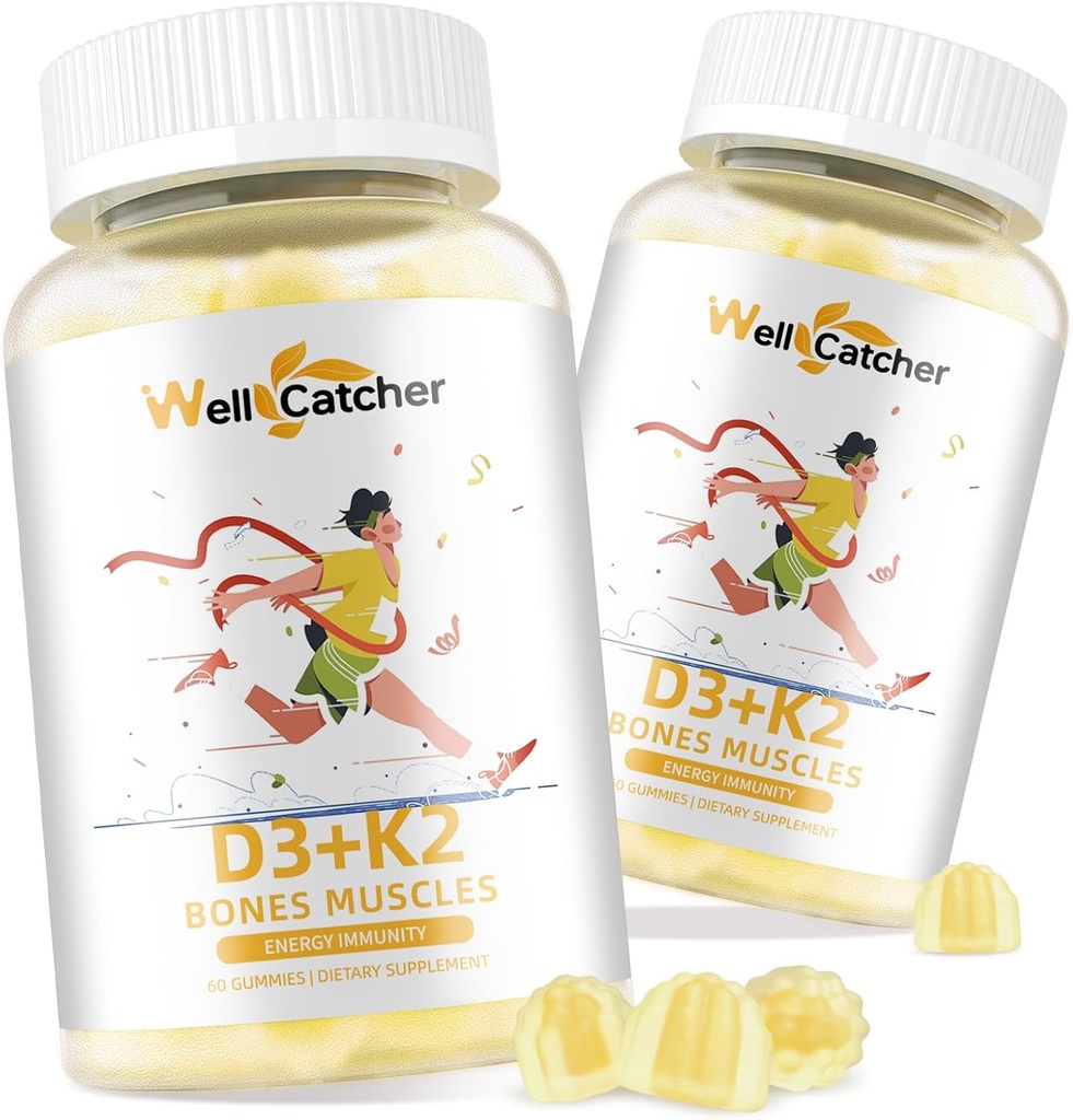 Vitamin D3 K2 Gummies - Vitamin D3 5000IE K2 (MK- 7) 120mcg Kosttilskud med vitamin B Complex sukker Gratis for voksne børn understøtter ben Tandstyrke Immunmango flavor 60 Tæller 2 pakker