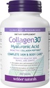 Webber Naturals Collagen30 med Hyaluronsyre, Bioactive Collagen Peptider, 180 tabletter, hjælper med at reducere øjenbryn og fine facial linje, ikke GMO