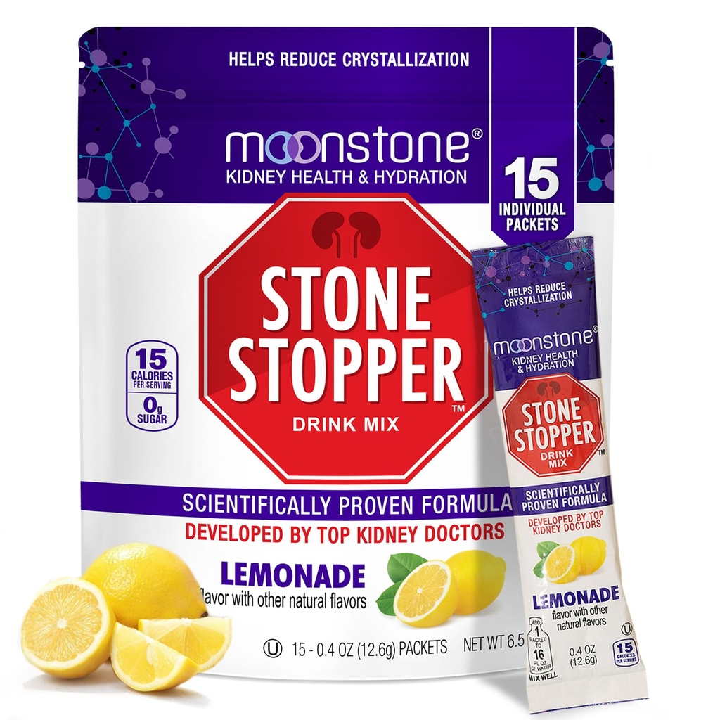 Stone Stopper Drink Mix, Lemonade, Nyre Stone Prevention, Calcium Oxalate Protector, Alkali Citrate Support, Udviklet af Urologer til at forbedre hydrering og support Nyre Sundhed, 15 dages forsyning