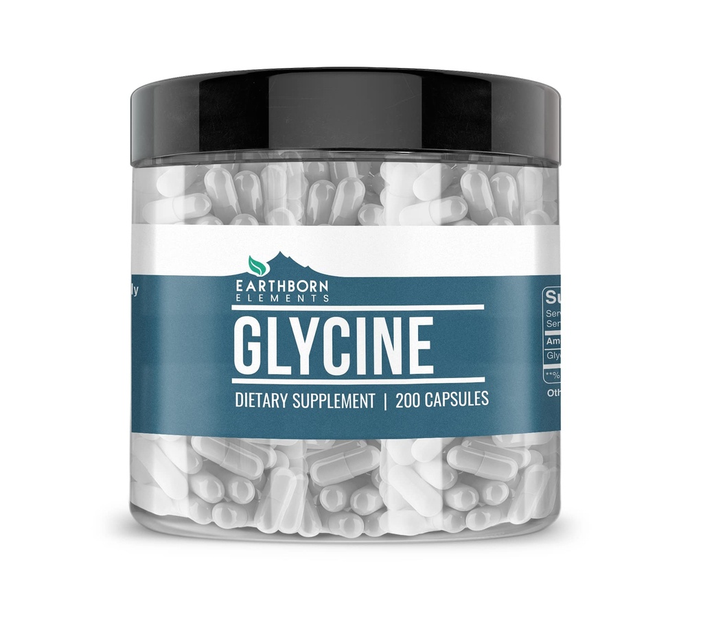 Earthborn Elements Glycine 200 Kapsler, Pure & Ufortyndet, Ingen tilsætningsstoffer