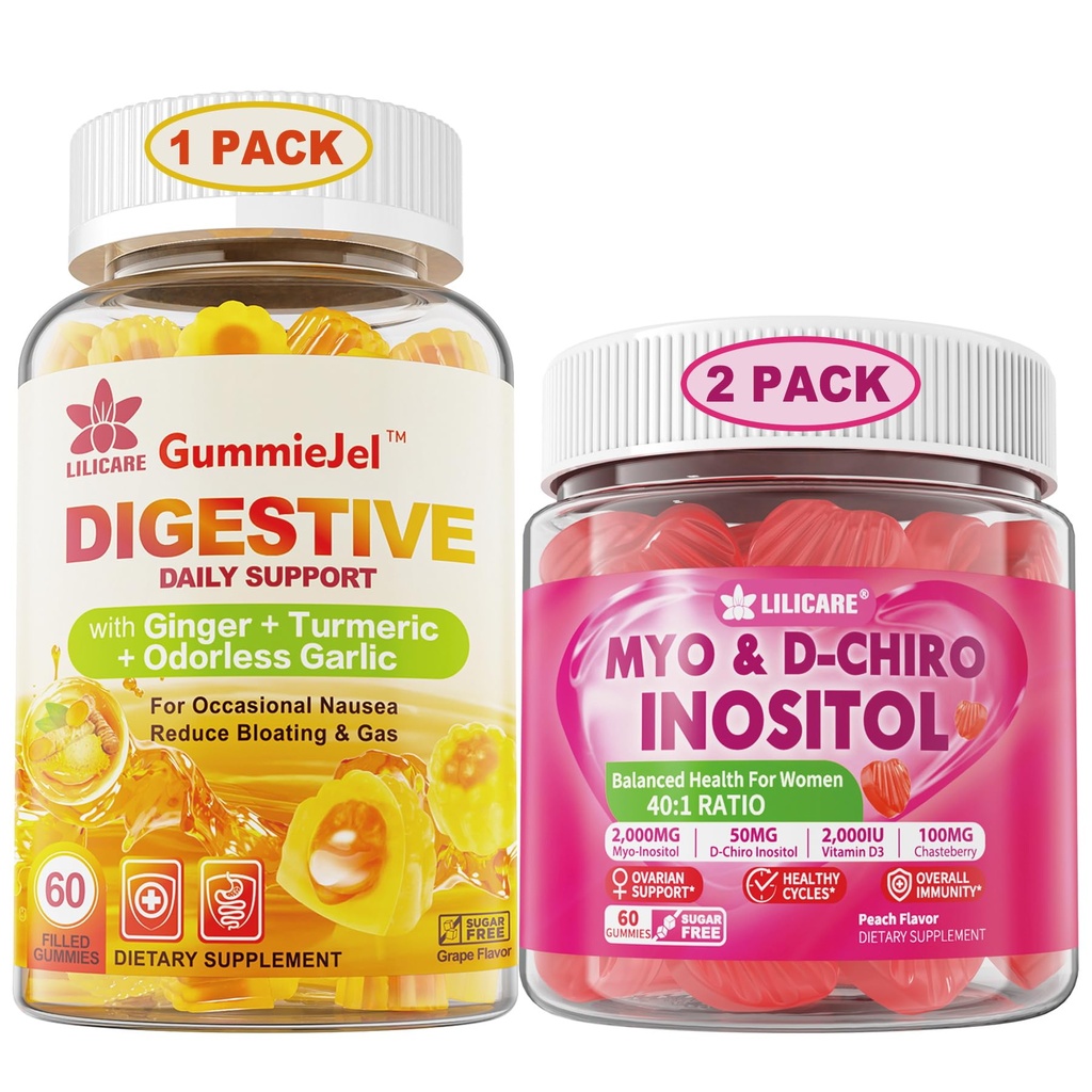 Bundle: Ingefær Chews Supplement Gummies & Inositol Gummies Ideal 40: 1 Ratio Myo & D-Chiro Inositol