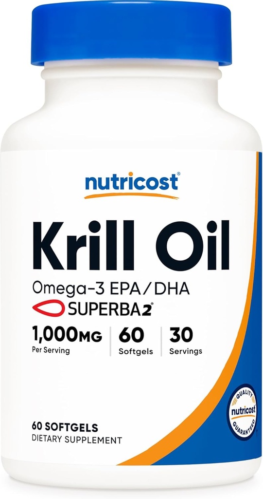 Nutricost krill Oil 1000mg, 60 Softels - Omega-3 EPA- DHA krill Oil Supplement, med Superbakrill