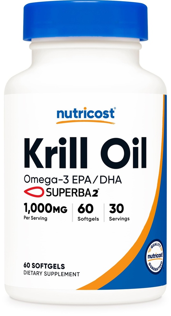 Nutricost krill Oil 1000mg, 60 Softels - Omega-3 EPA- DHA krill Oil Supplement, med Superbakrill