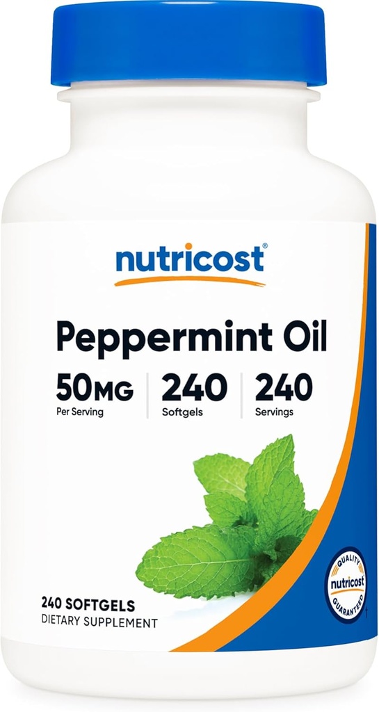 Nutricost Peppermint Oil Softgels (240 SFG) (50 MG) - Gluten Free, Tredjeparts Testet og GMO-fri