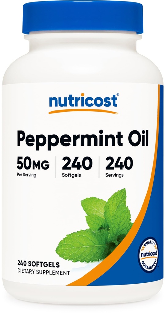 Nutricost Peppermint Oil Softgels (240 SFG) (50 MG) - Gluten Free, Tredjeparts Testet og GMO-fri