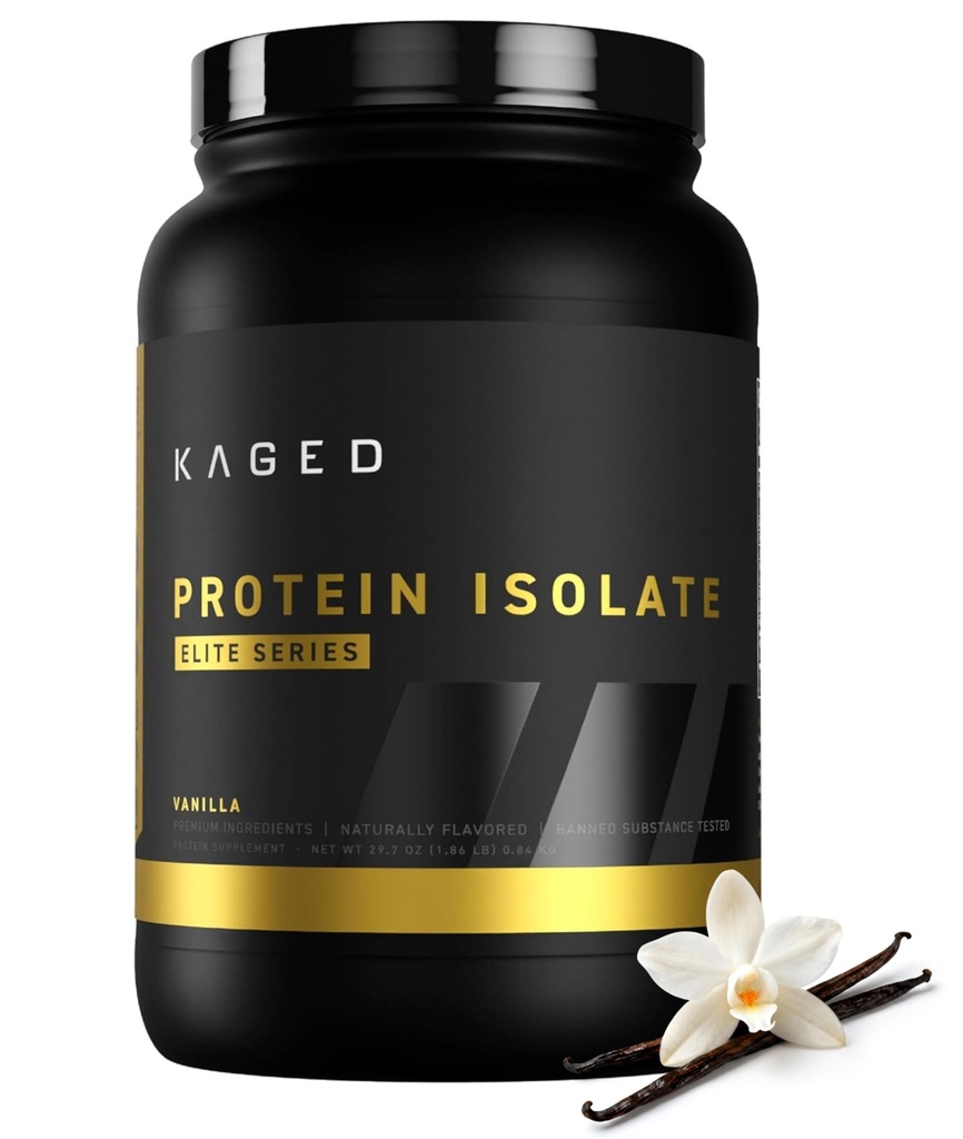 Kaged Whey Protein Isolate Elite Powder Medical 124; Vanilla Medical 124; Whey, Casein, & Milk Protein Blend Medicine 124; Post Workout Recovery Drink 124; Supports Muscle Building 124; Kosttilskud til mænd og kvinder Medical 124; 2 lbs