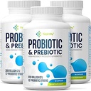 Probiotika til kvinder & mænd, 300 Millioner CFU Probiotika fra 12 Stains + Organic Prebiotics Blend til daglig fordøjelse, immunforsvar, Gut, Bloating, Gut Sundhed for kvinder & mænd, Hylde Stable - 180 Kapsler