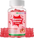 Magnesium Glycinat Gummies 1000mg - Sugar Free Magnesium Kalium Supplement med D-vitamin, B6, CoQ10 for Calm Mood & Sleep Support - 60 Jordbær Gummies