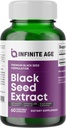 Infinite Age Dry Organic Black Seed Oil Extract Kapsler, 60 Greve - Nigella Sativa immunbooster til optimal hud, hår, hukommelse, fokus, hjerne sundhed og immunitet - Thymoquinon supplement